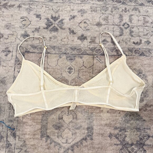 Free People Moonlight Mesh Corset Adjustable Bra Cream Sheer Bralette Large - Picture 6 of 6